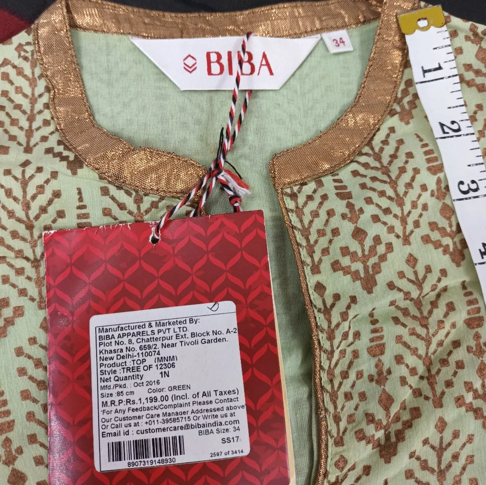 Biba coppr printed short kurti - Picture 8 of 8
